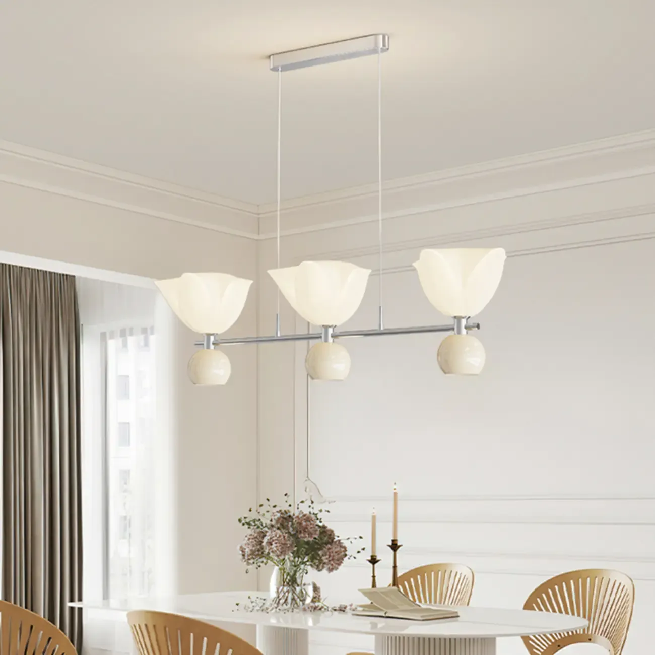 3-Light Modern Chrome Plastic Island Pendant Light