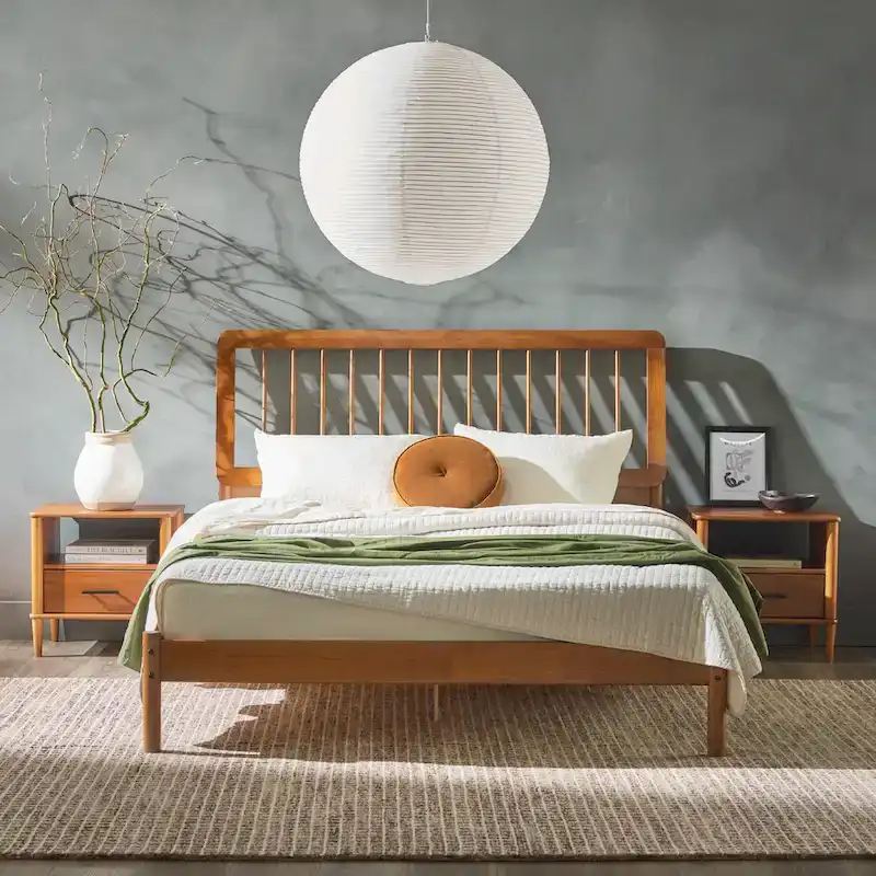 Boho Solid Wood Queen Spindle Bed