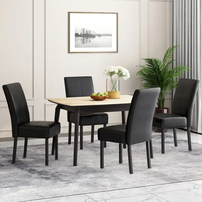 T-stitch Chocolate Brown Bonded Leather Dining Chair (Set of 4) by