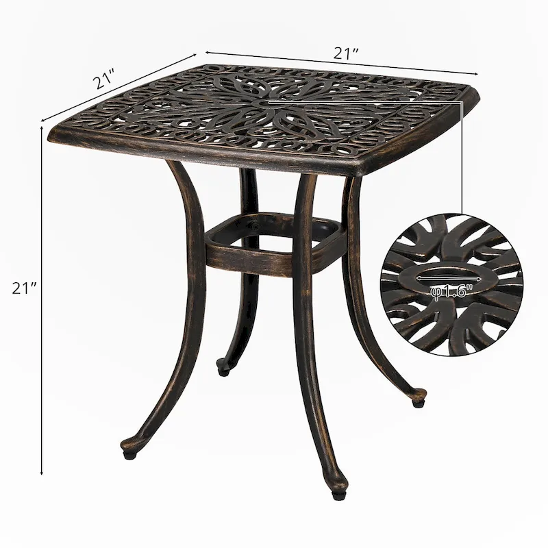 Square Garden Cast Aluminum Table