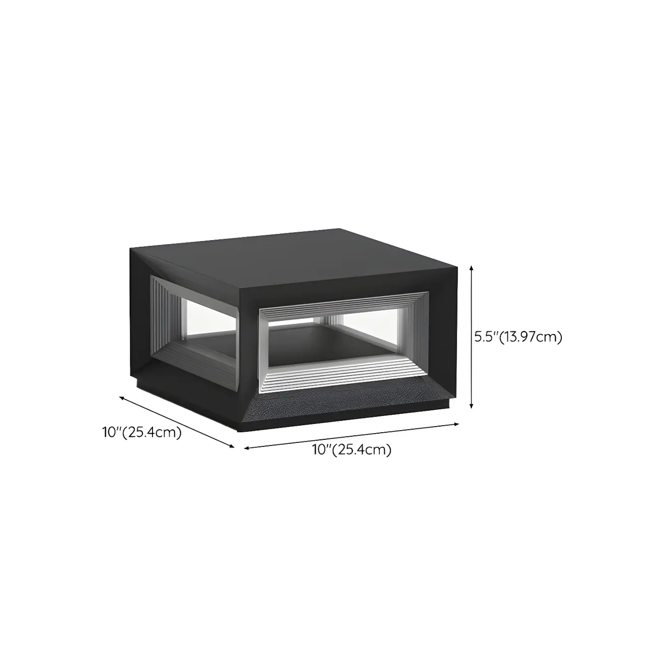 Black Metal Clear Glass Ambient Cubic Post Cap Light