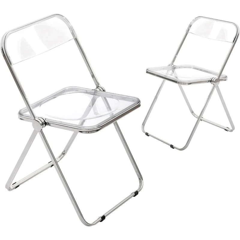 Modern Acrylic Stackable Folding Dining Chair (Set of 2) Transparent