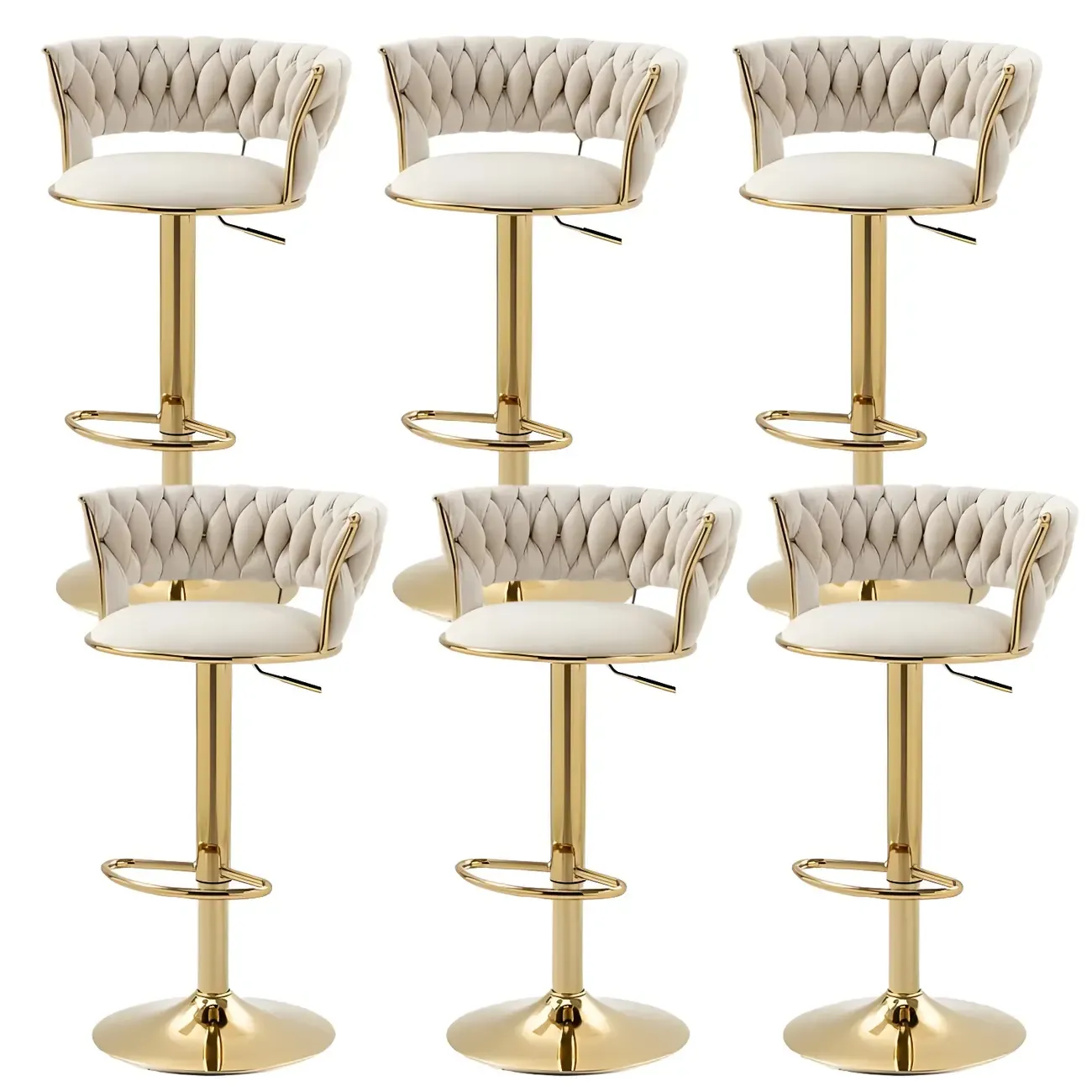 Gold Base Low Back Adjustable Swivel Bar Stool