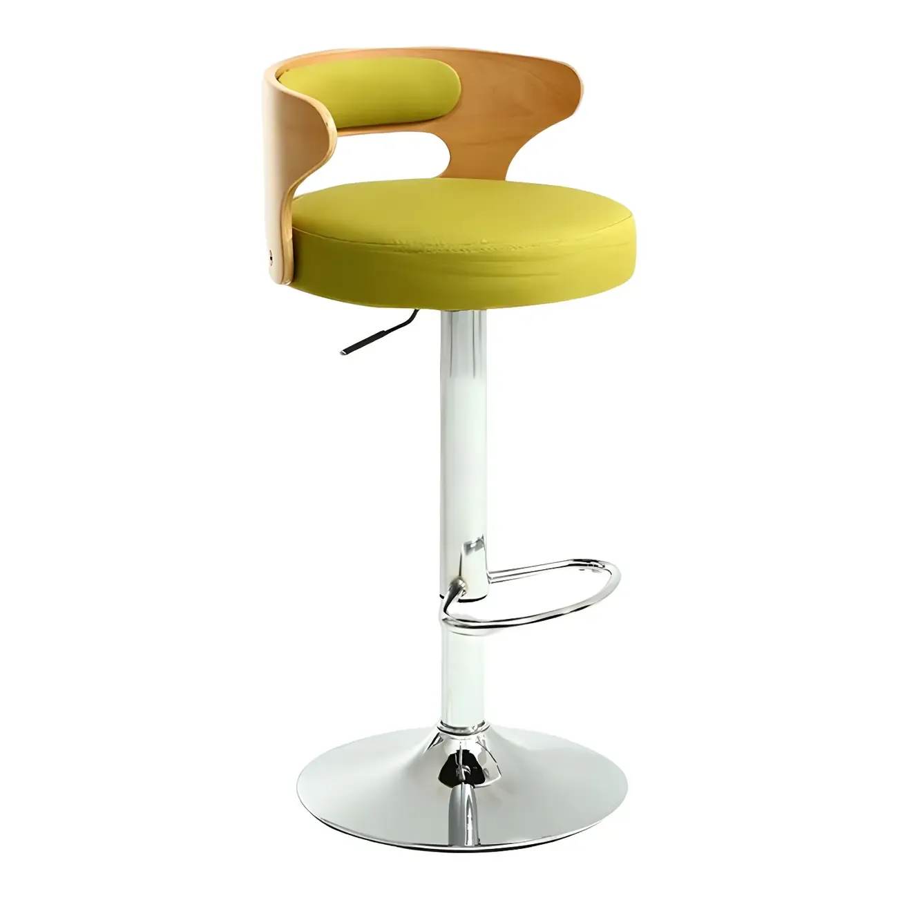Adjustable Round Leather Swivel Bar Stools with Back