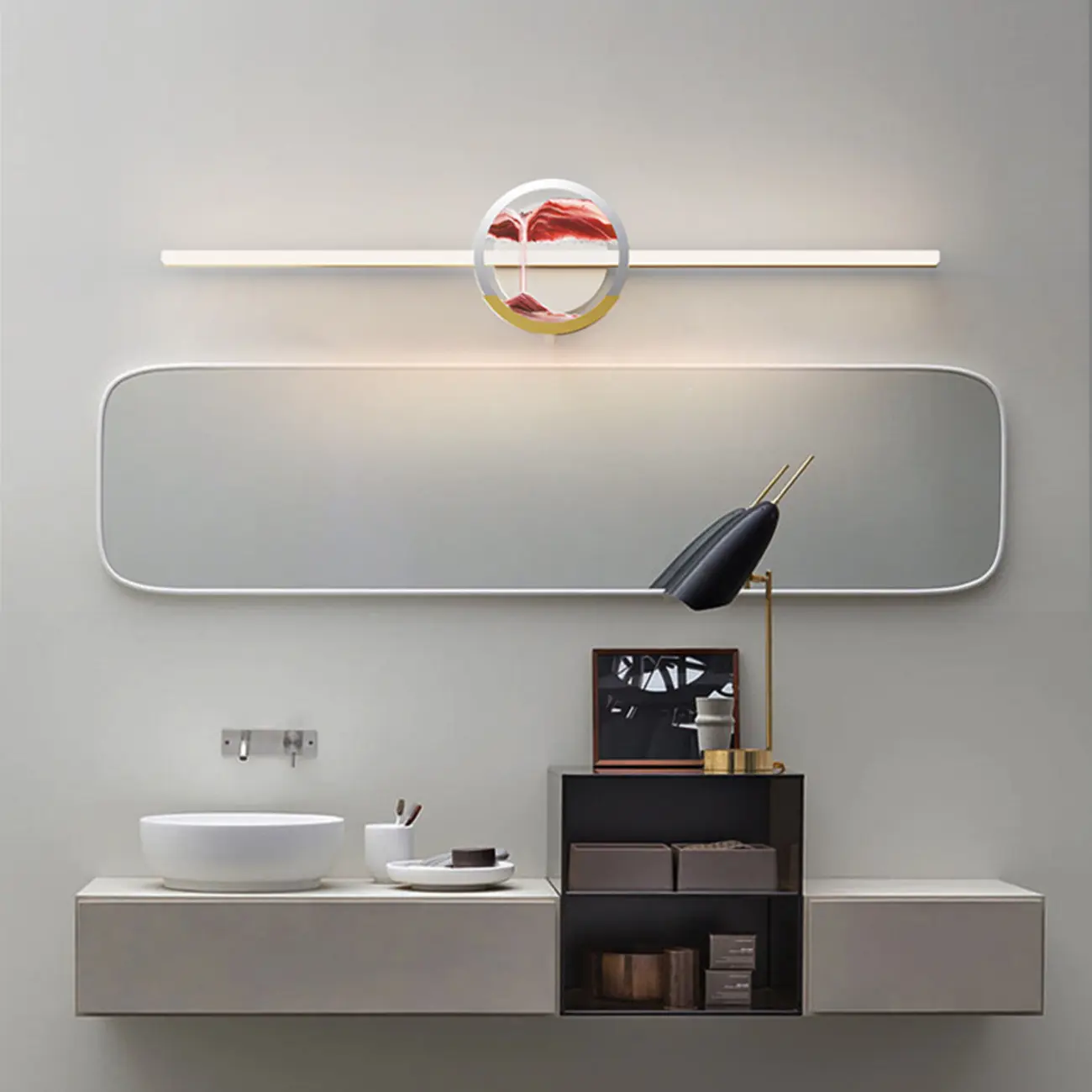 Dimmable Glass Bathroom Vanity Light with Integrated LED