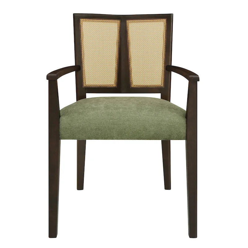 Christopher Knight Home - Harrison Mid-Century Upholstered Arm Dining Chair Set of 2 with Rattan Back