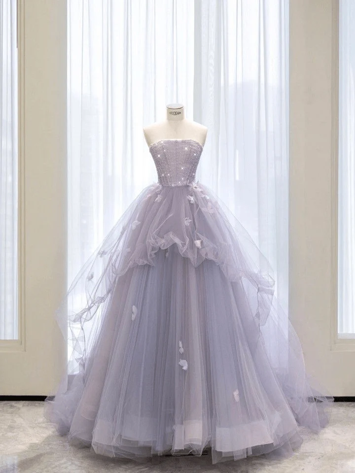 Tulle Ball Gown Strapless Lace-Up Back Sleeveless Quinceanera Dress