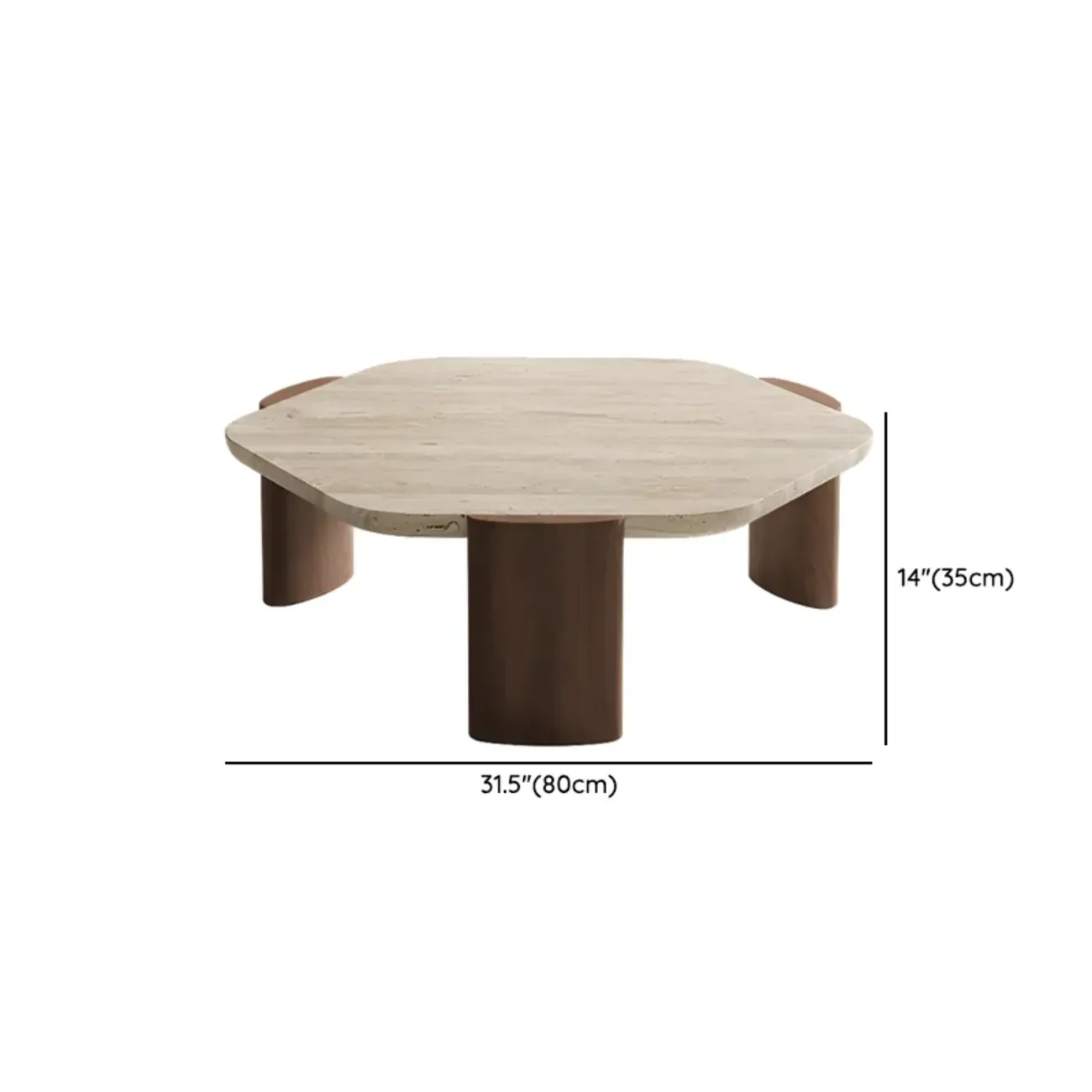 Modern Beige Travertine Top Coffee Table in Hexagon/Round