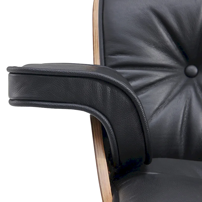 Mid-century Modern Lounger Real Leather Arm Chair and Ottoman Set