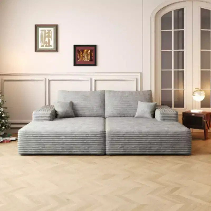 Modern Sofa bed With Dual sleeper, lounger for moviebonus room,No Assembly Required,Grey