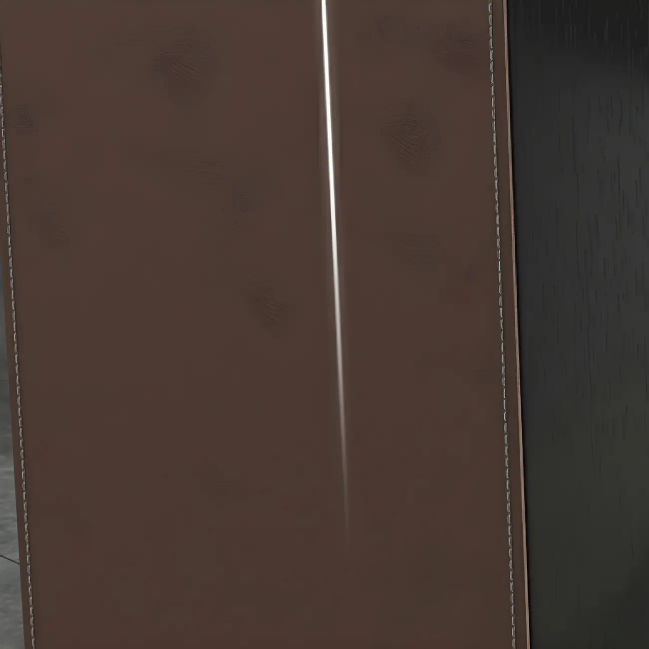 Modern Brown Leather Wooden Curved Bar Tables with 3 Drawers