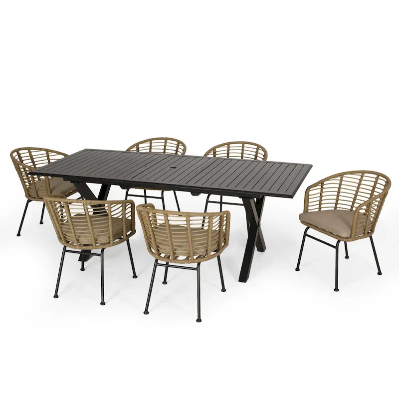 Rogge Outdoor Wicker 7 Piece Dining Set by Christopher Knight Home