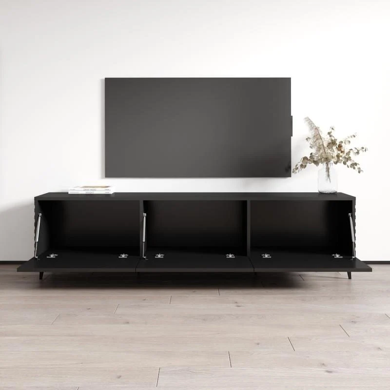 Black / White Modern Matte TV Stand – Single