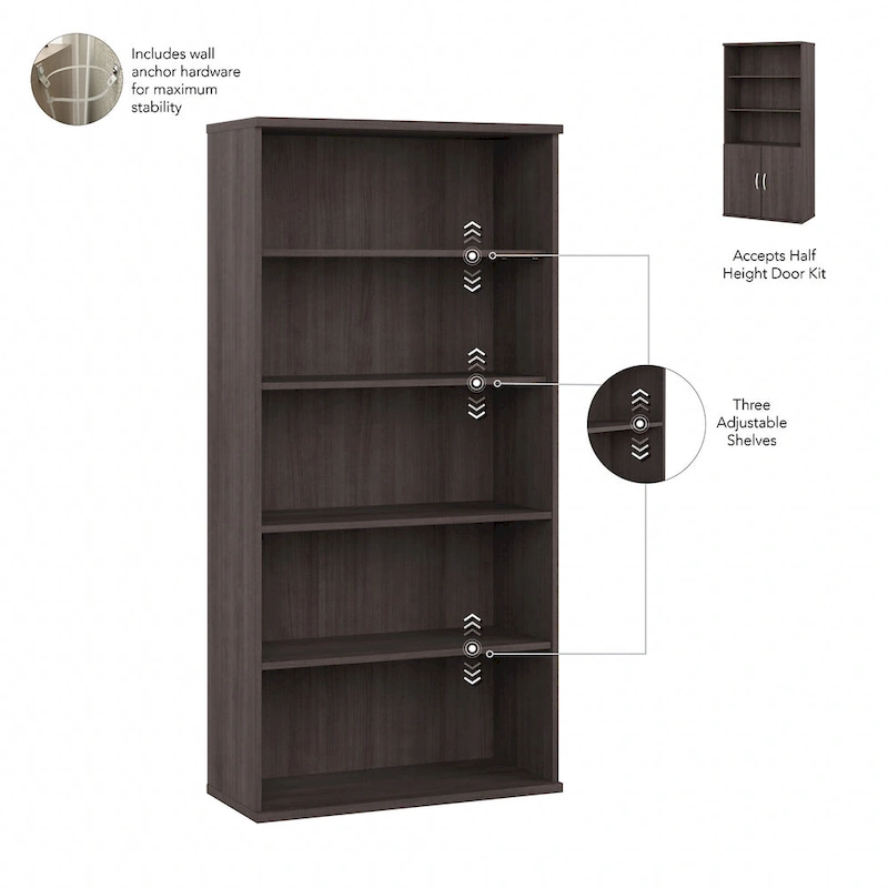 Hybrid Tall 5 Shelf Bookcase by Bush Business Furniture