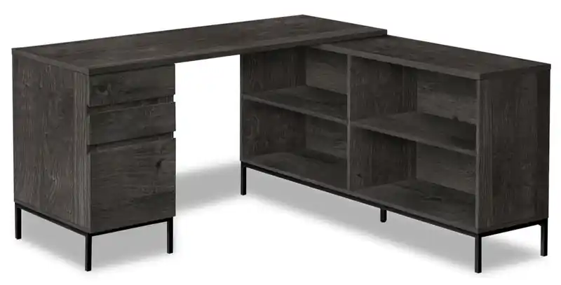 Sean 60 L-Shaped Office Desk with 3-Drawers & 4 Cubbies