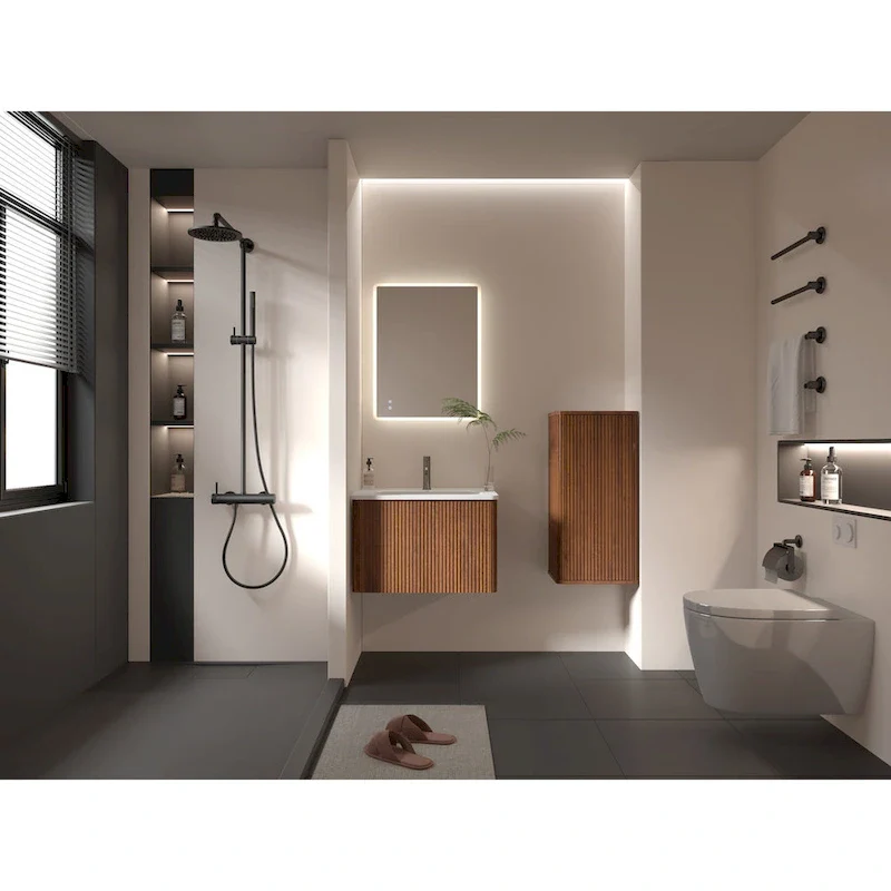 Wall-Mounted Floating Side Cabinet with Inside Shelves