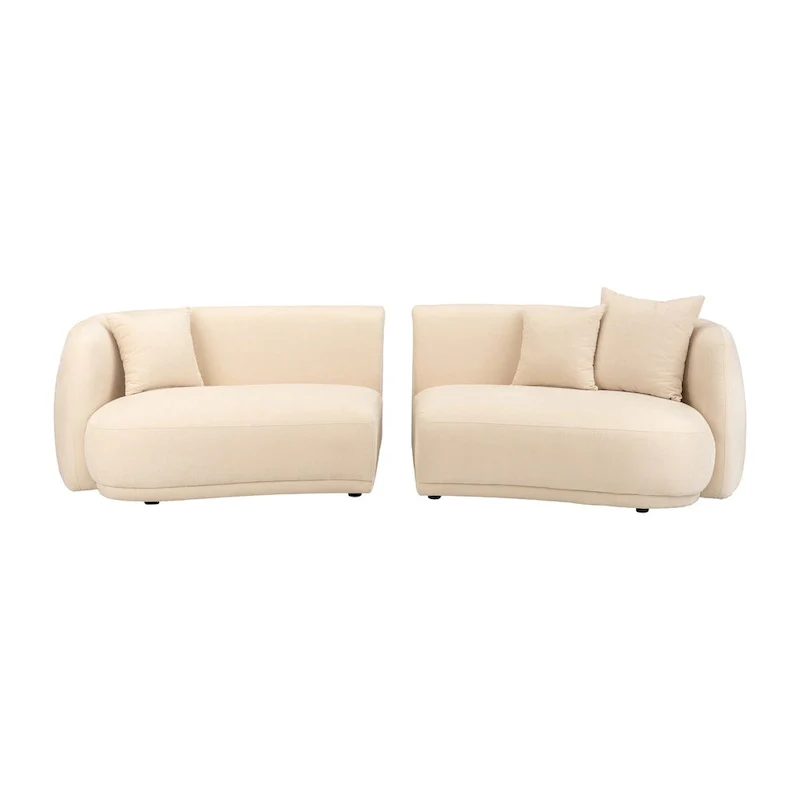 Neutral Modern 4-Seat Rectangle Curved Sofa – 117 x 49 x 31