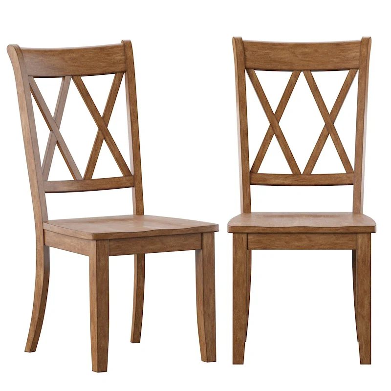 Ronda Double X Back Wood Dining Chairs (Set of 2)