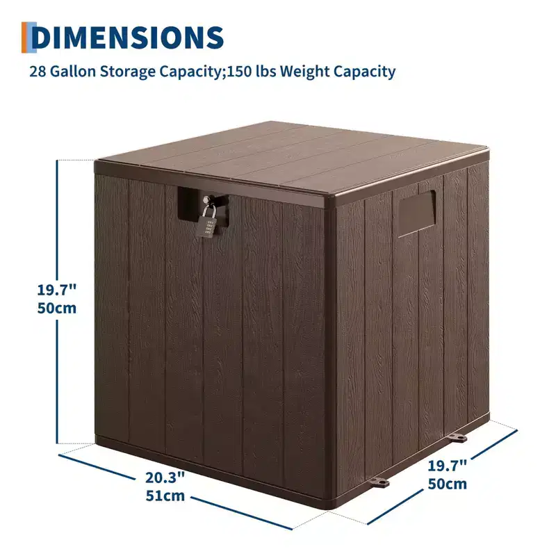 Acekool 80-Gallon Waterproof Resin Deck Box  Lockable Storage Container for Cushions, Garden Tools, Pool Accessories, Brown