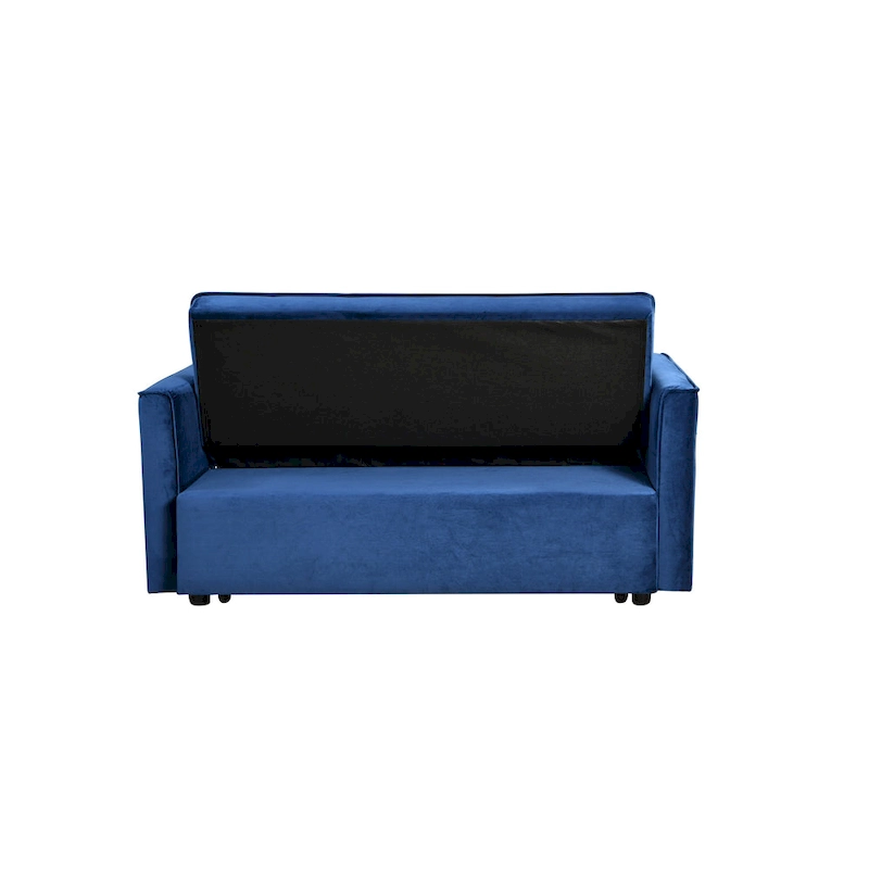Modern Velvet Loveseat Futon Sofa Couch Pullout Bed, Small Love Seat Lounge Sofa w/Reclining Backrest, Toss Pillows, Pockets