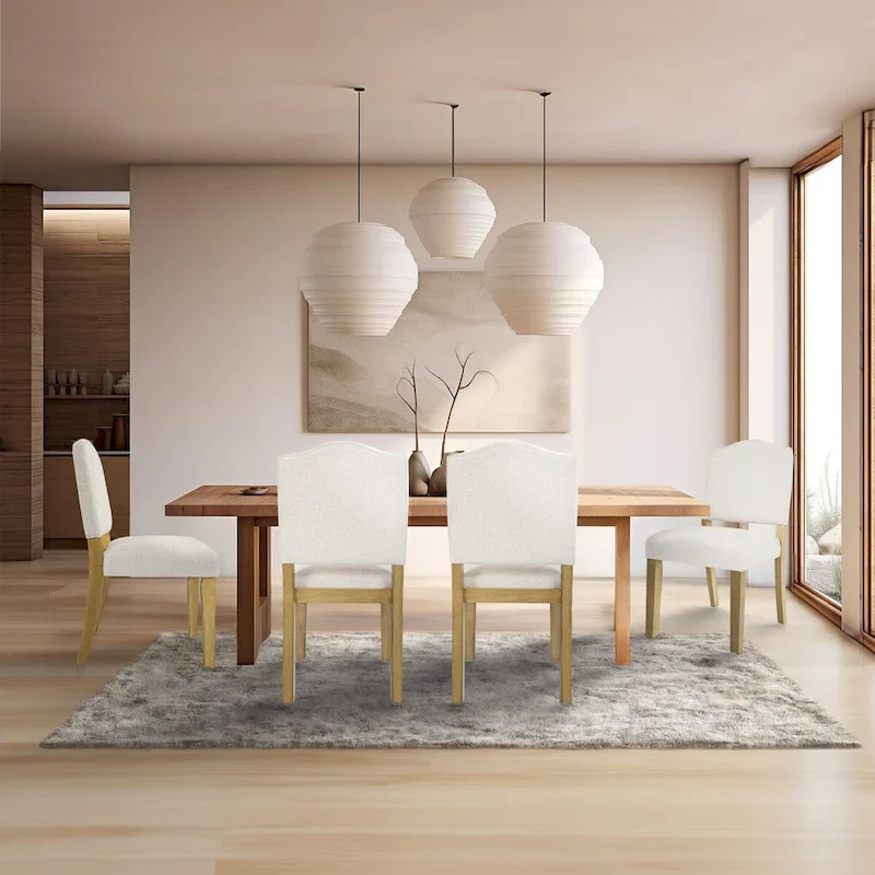 Open Back Upholstered Dining Chair - Cream Textured Woven (Single Pack)