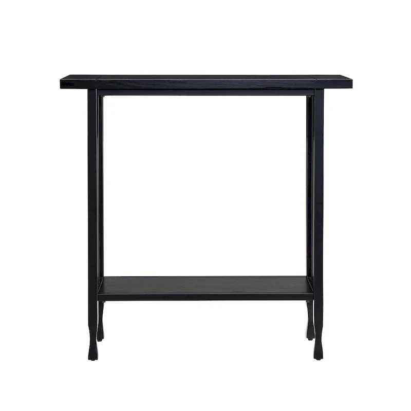 Leick Home Peter Matte Black Slatted Mission Oak Hall Stand