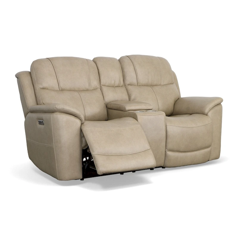 Crew Leather Power Reclining Zero Gravity Loveseat with Console, Power Headrests & Lumbar by Flexsteel