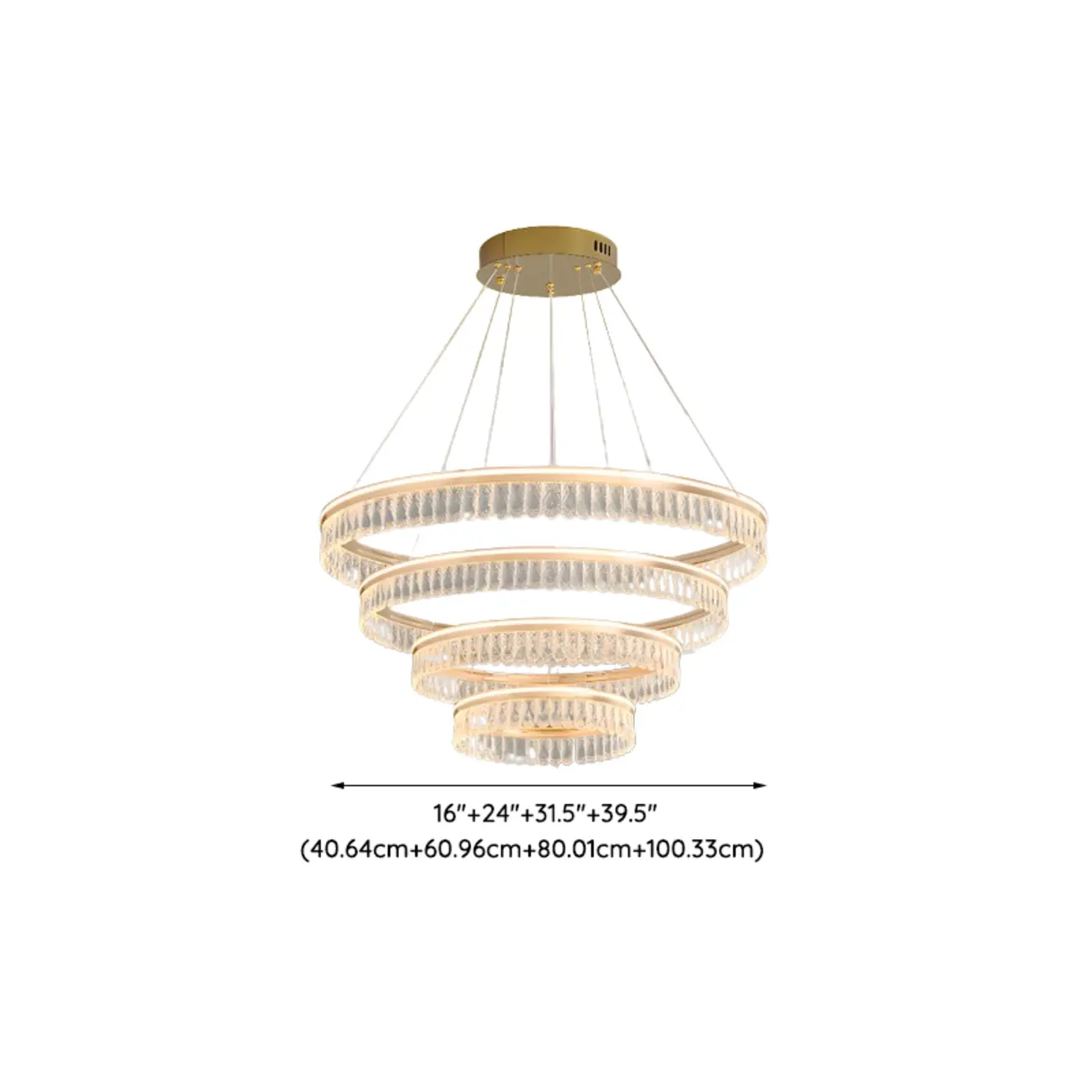 Dimmable Circle Gold Crystal Modern LED Chandeliers