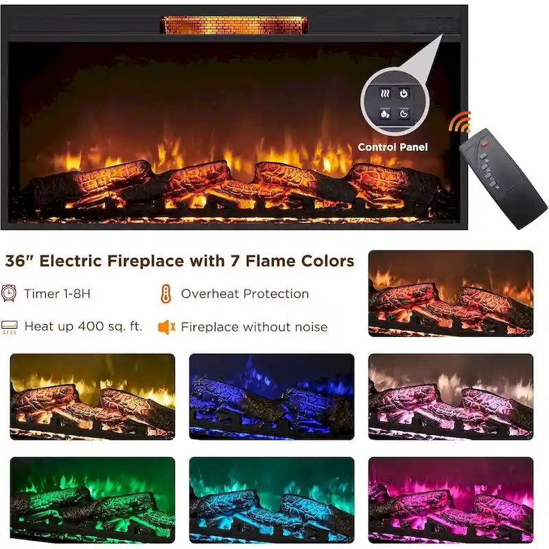 Mid Century Modern Fireplace TV Stand, Entertainment Center