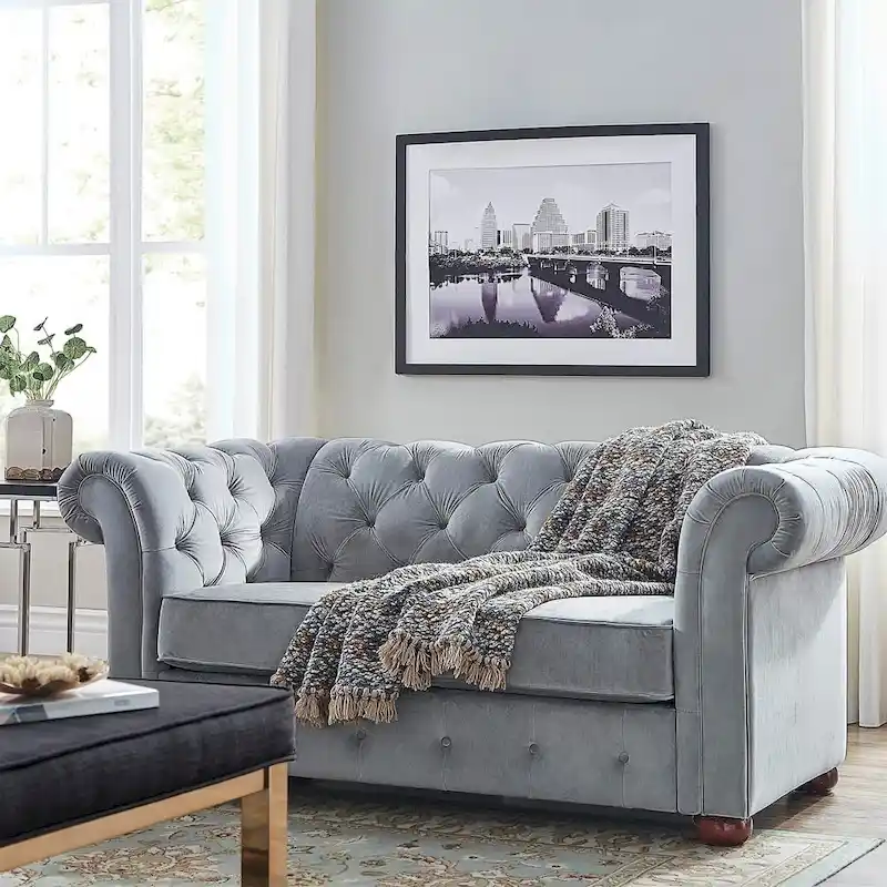 Knightsbridge Tufted Scroll Arm Chesterfield Loveseat by iNSPIRE Q Artisan