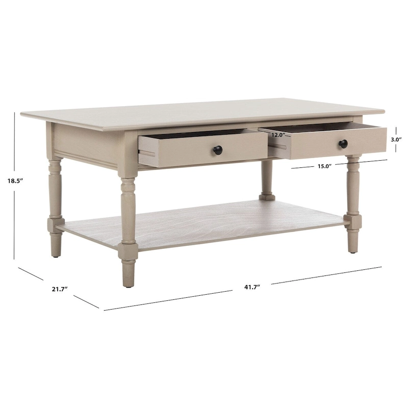 SAFAVIEH Bama Grey 2-Drawer Coffee Table - 41.7 W x 21.7 D x 18.5 H - 42Wx22Dx19H