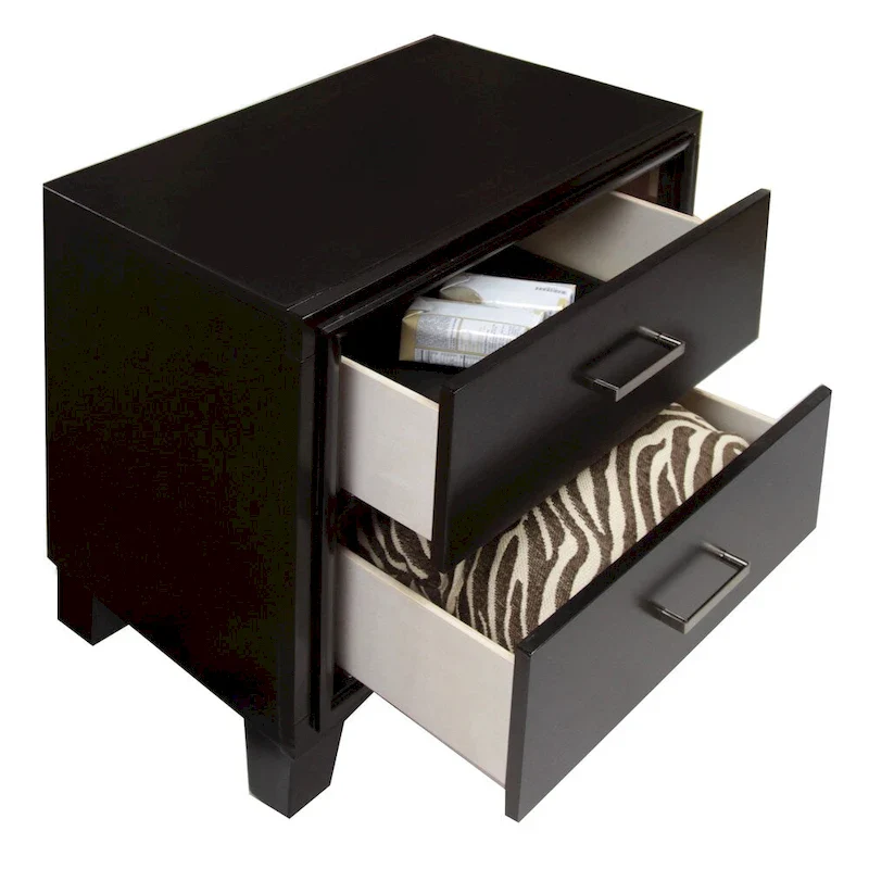 Kema Contemporary Espresso Solid Wood 2-Drawer Nightstand by Furniture of America