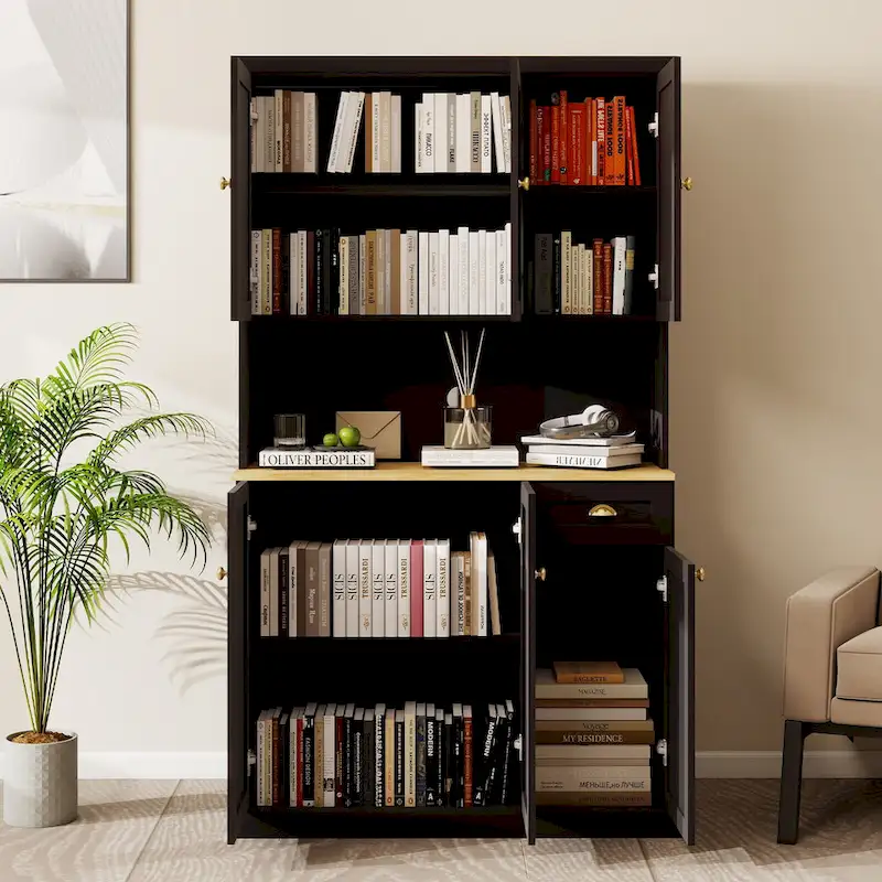 Large Buffet Cabinet with Hutch and Adjustable Shelves