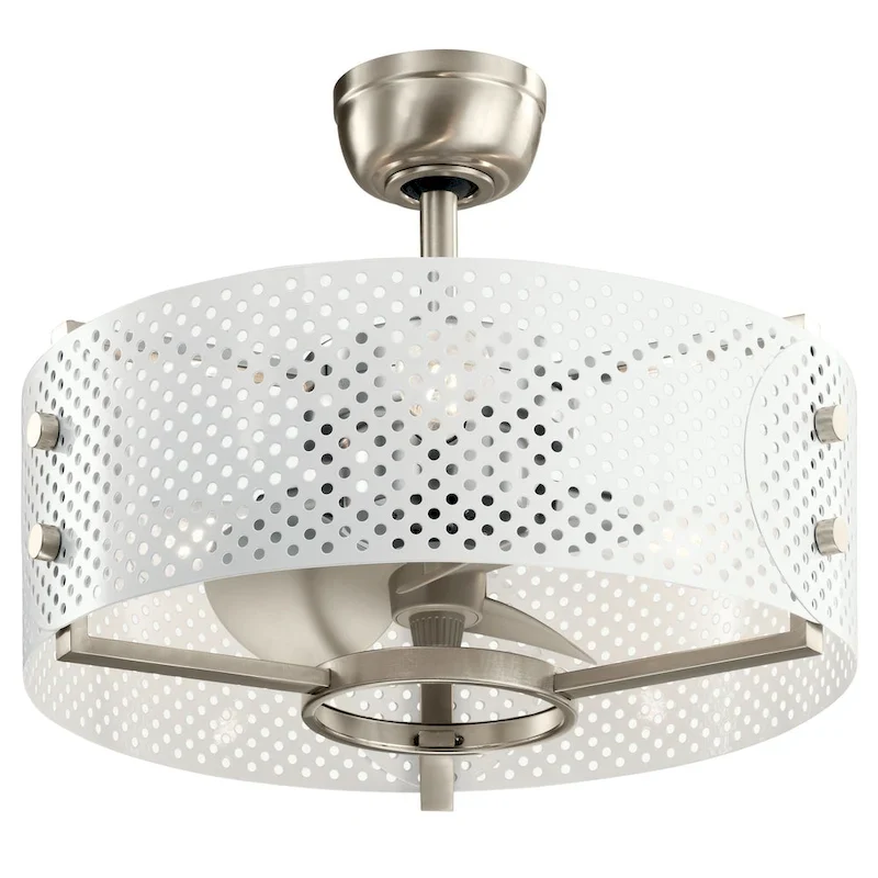 Kichler Eyrie 13 inch Fan with a White Cage and Brushed Nickel Accents