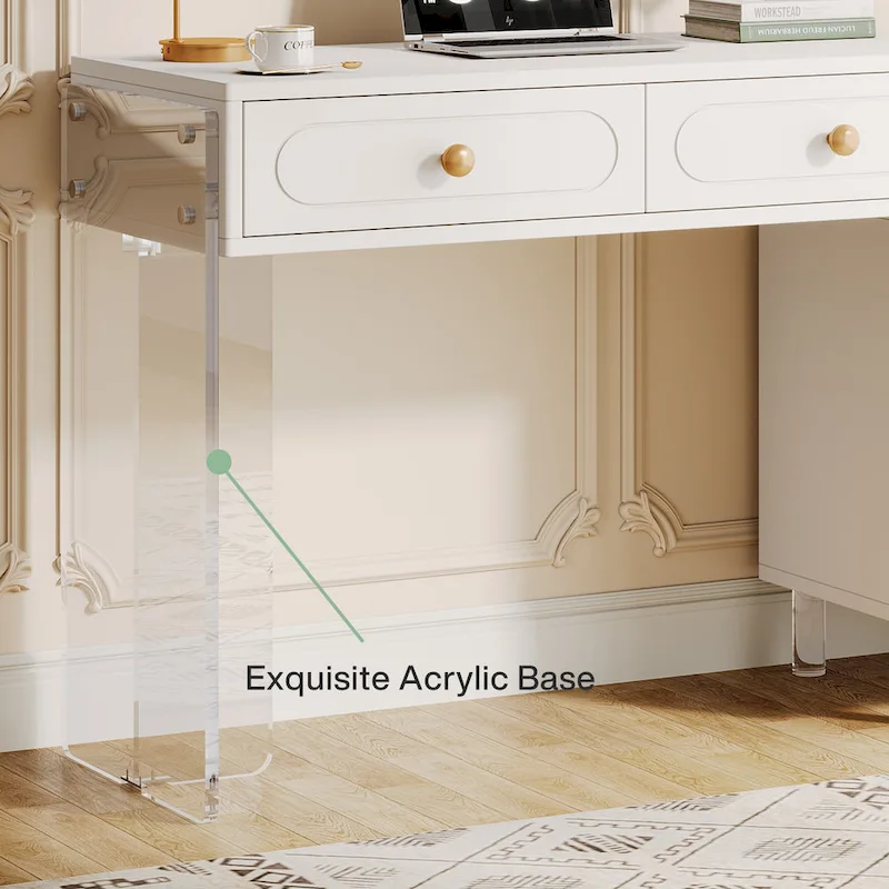 Modern 5 Drawers Computer Writing Desk with Acrylic Base