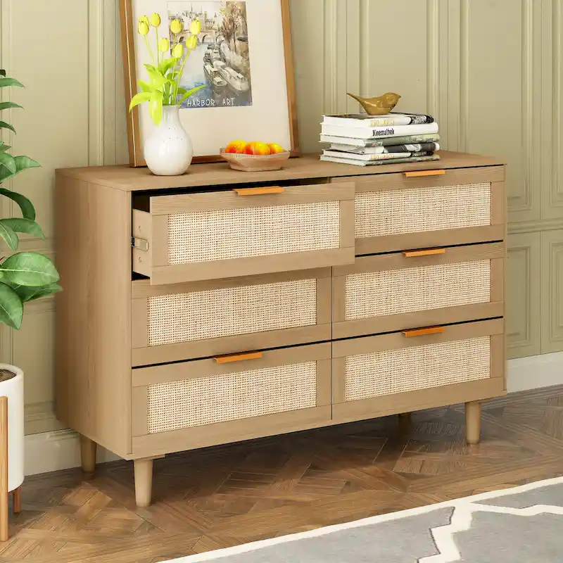 6 drawers Rattan dresser Rattan Drawer, Bedroom,Living Room