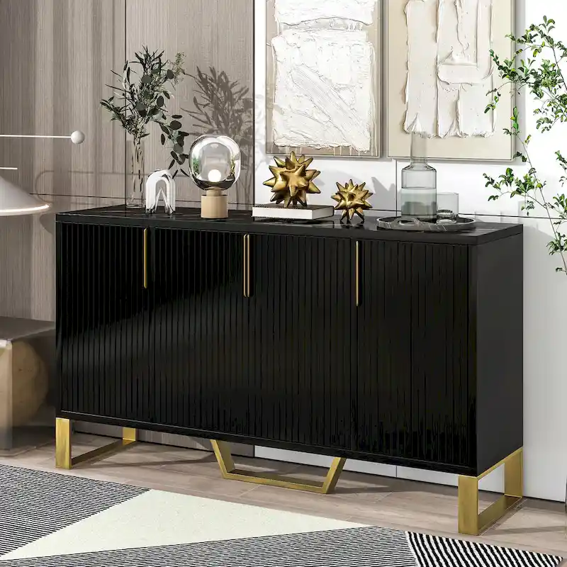 Nestfair Sideboard Kitchen Cabinet with Four Doors and Adjustable Shelves