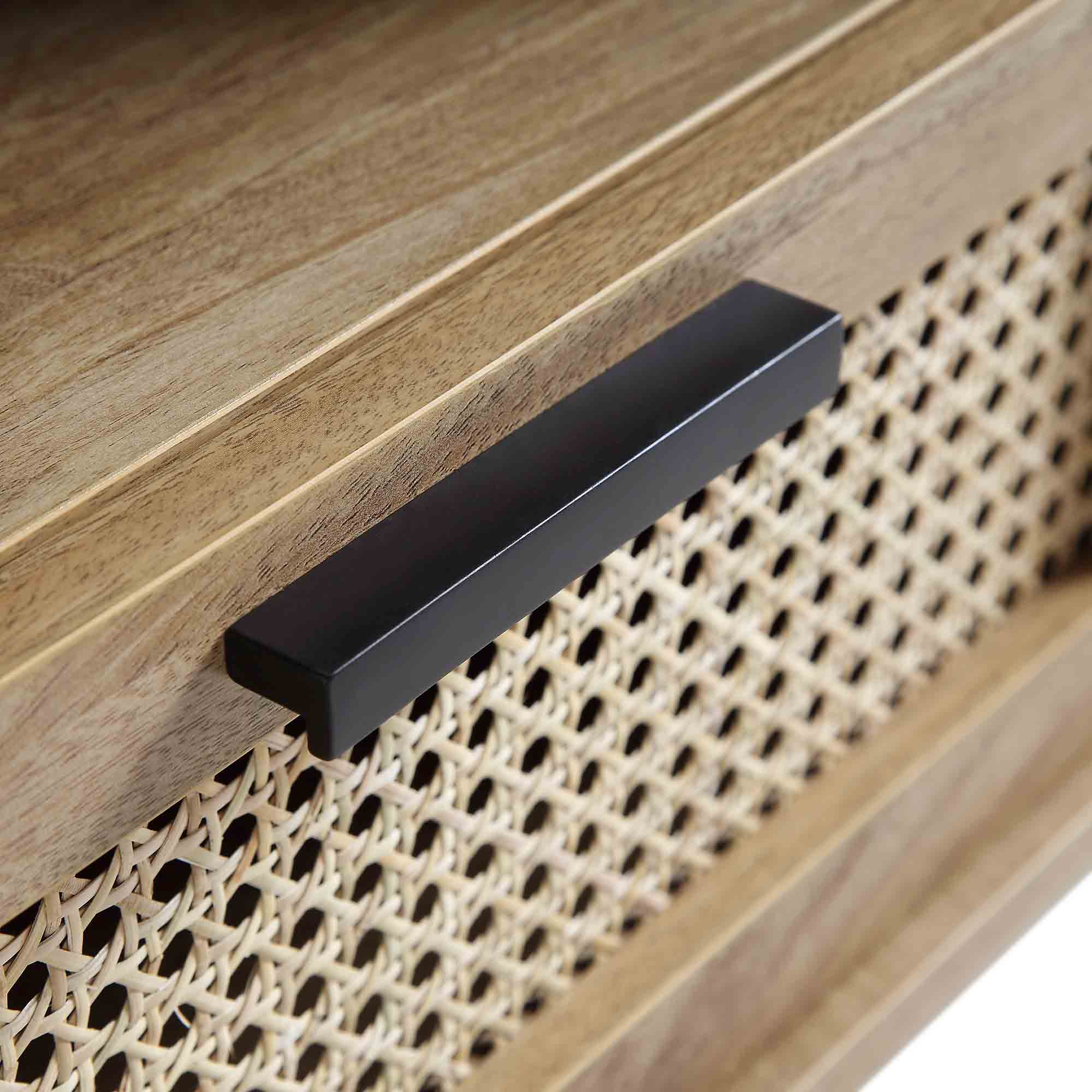 Curved Rattan 59 TV Unit, Natural