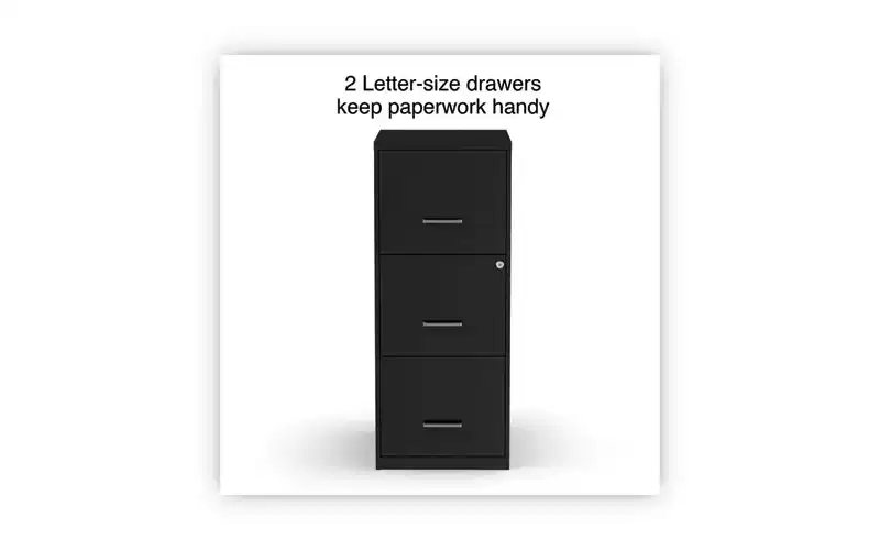Alera Soho Vertical File Cabinet, 3 Drawers: File/File/File, Letter, Black, 14 x 18 x 34.9