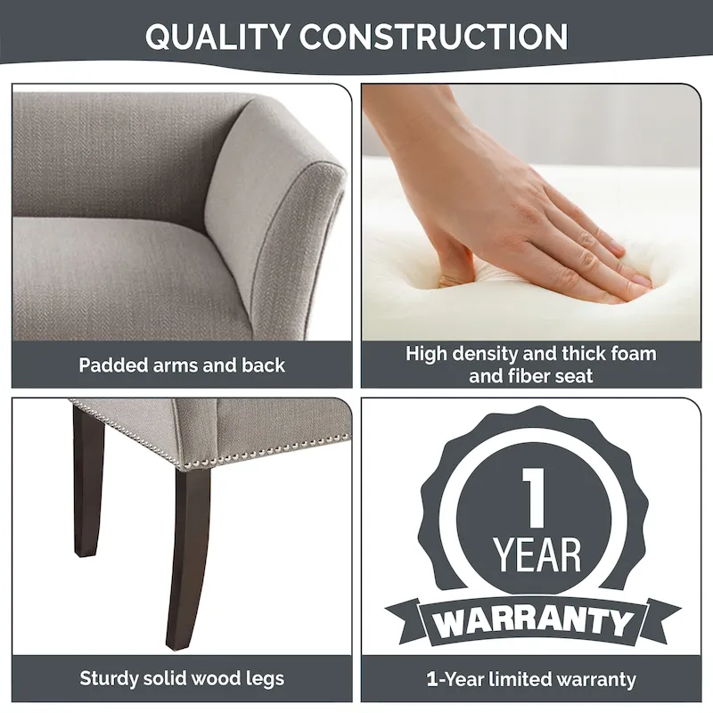 Madison Park Welburn 49.5 Upholstered Bench with Back & Wood Legs