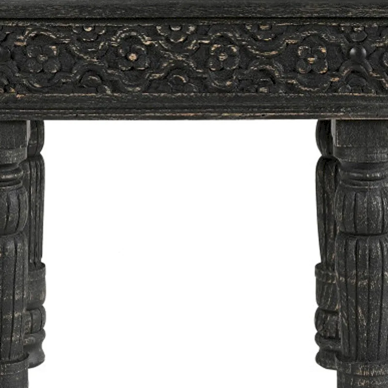 HomeRoots 24  Black Distressed Solid Wood End Table - 24