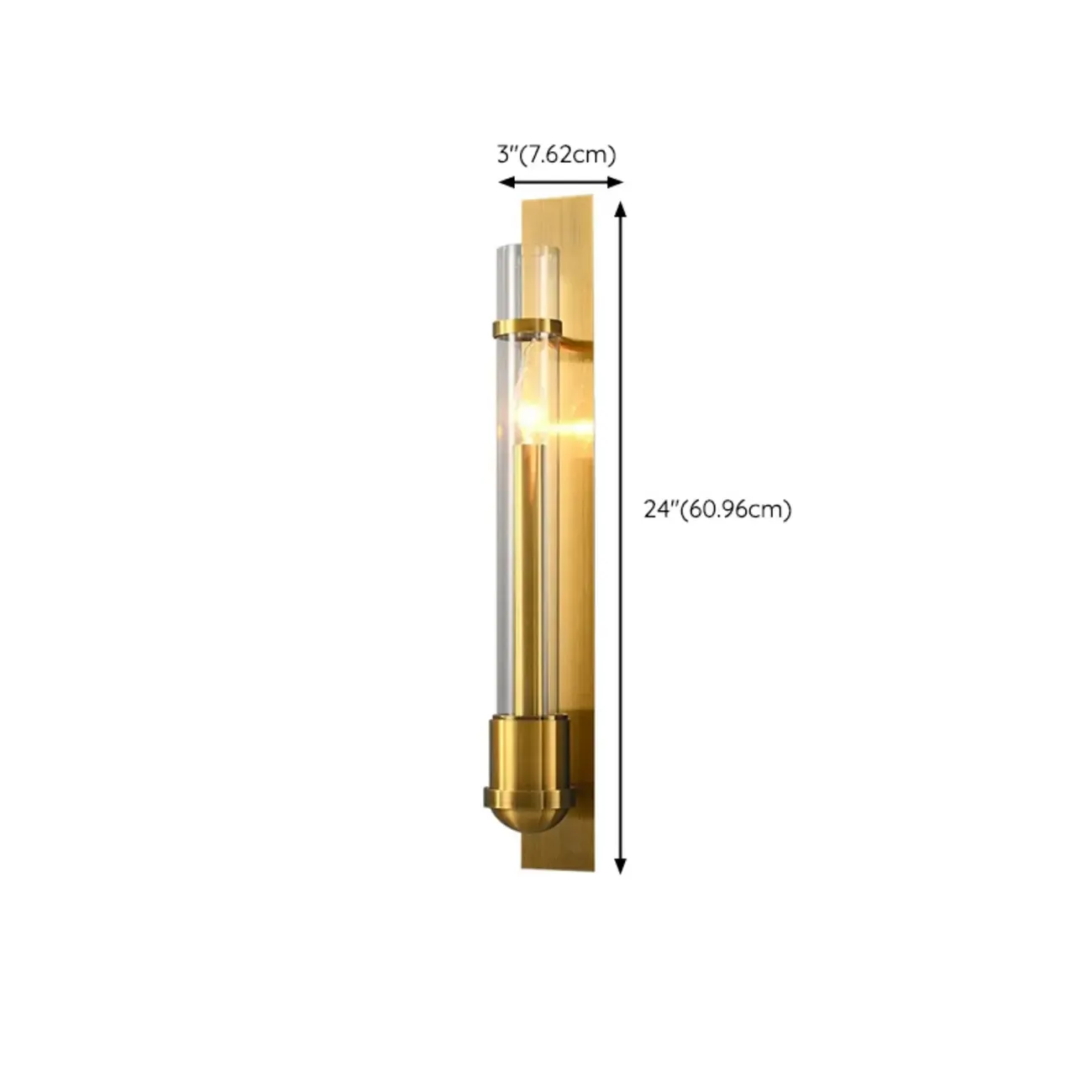 Medium Cylinder Glass Gold LED Wall Sconce Light Fixture