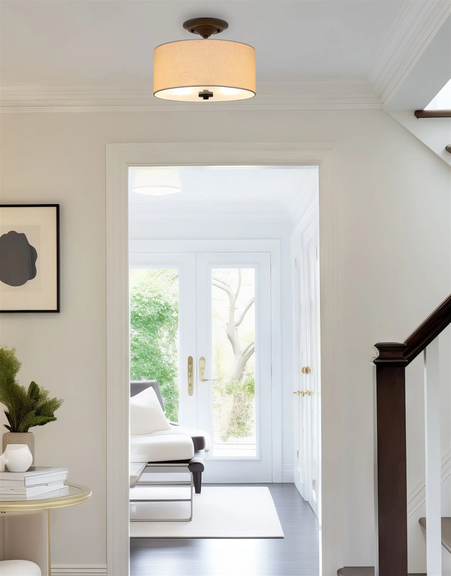 Addison 13 2-Light Semi-Flush Mount Ceiling Light, Bronze Finish