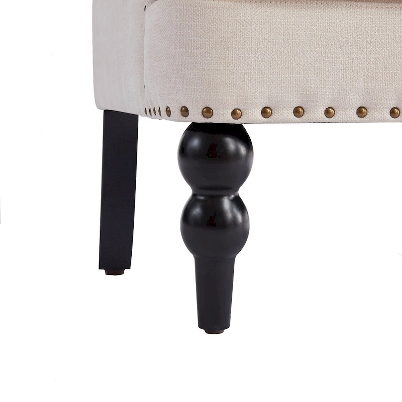 HUIMO Arm Chair Upholstered Button Tufted Accent Chair with Lumbar Pillow Beige/ Grey/ Light Blue/Brown