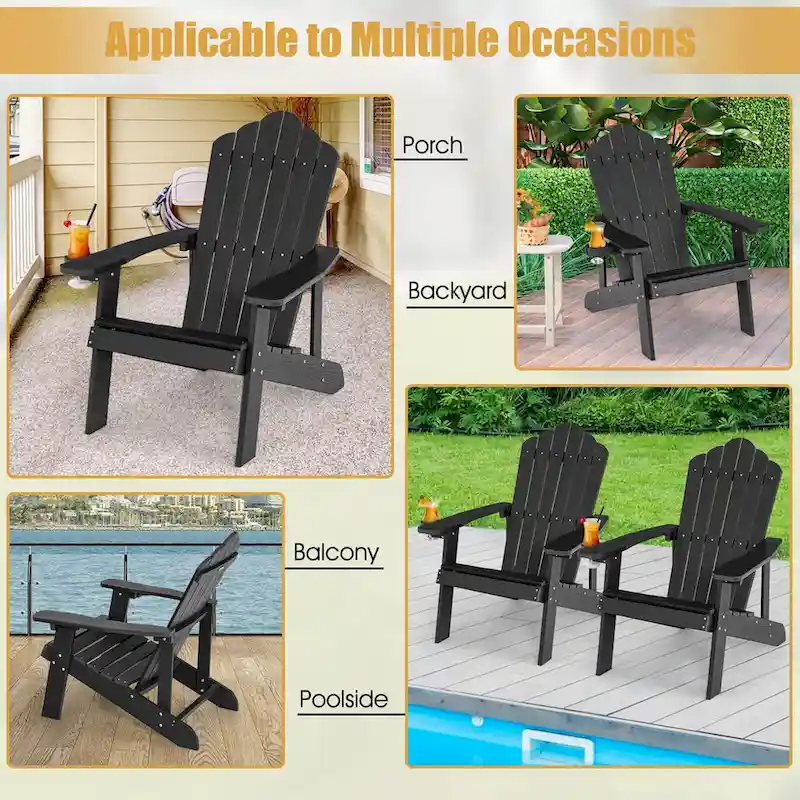 Costway Adirondack Chair HIPS Adirondack Chair with Cup Holder & - See Details