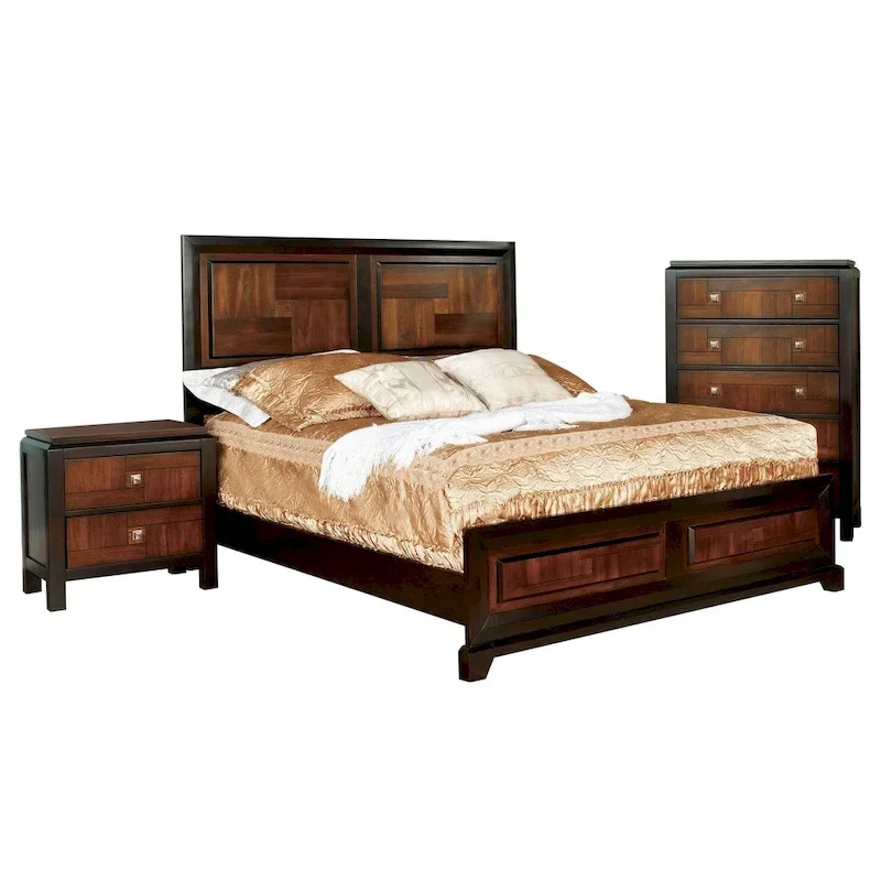 Furniture of America Sigh Rustic Walnut Solid Wood 3-piece Bedroom Set