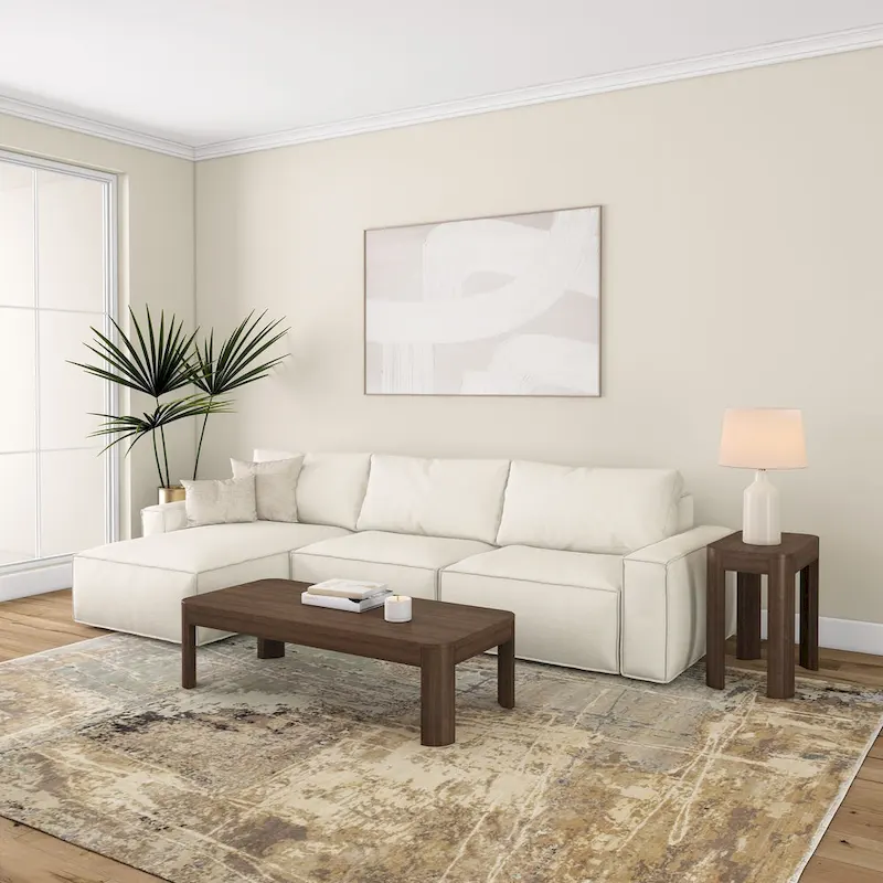 Plank and Beam Contour Curved Rectangular Coffee Table - 54