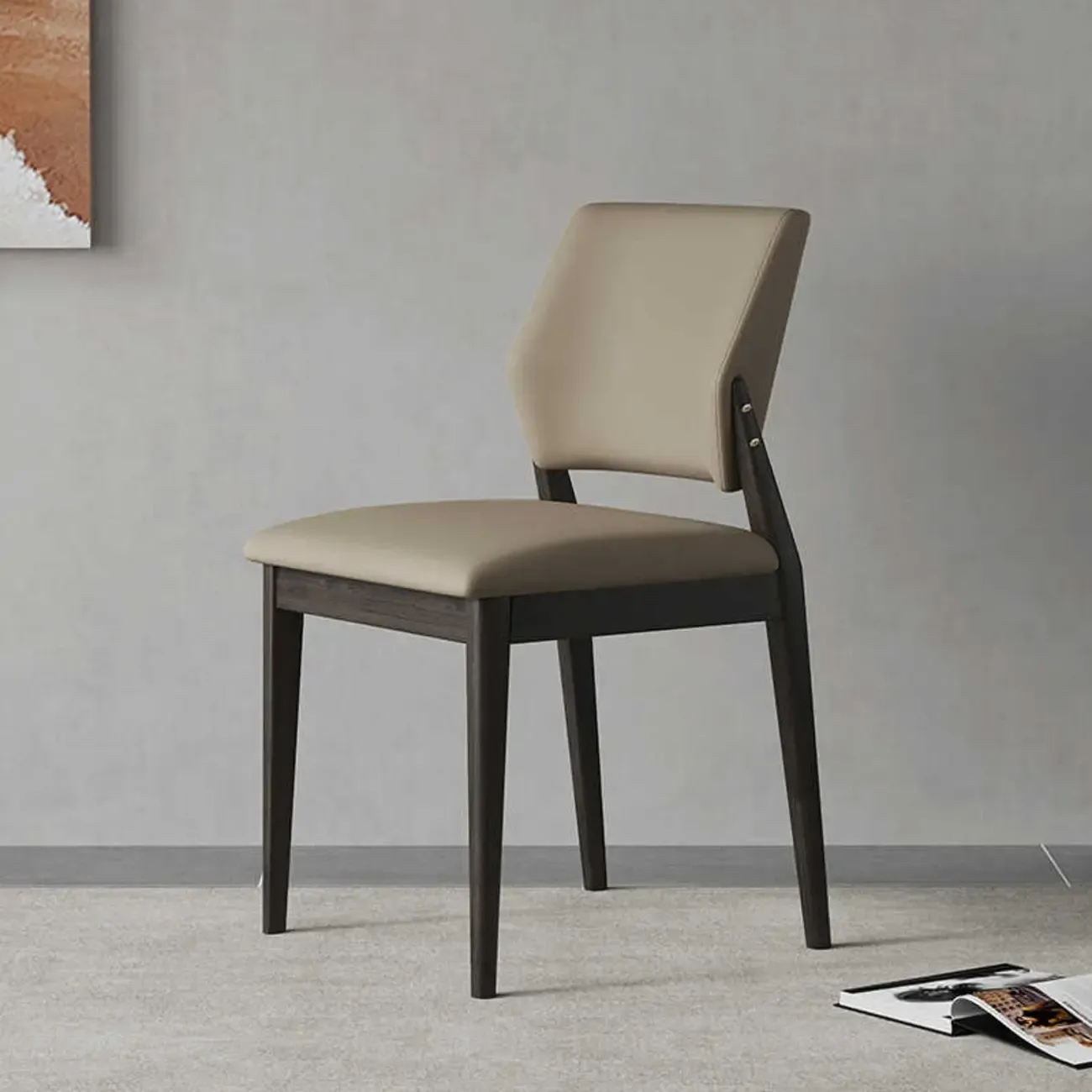 Scandinavian Faux Leather Low Back Dining Chair