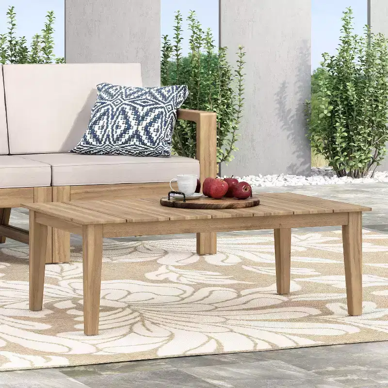 Christopher Knight Home Kiara Acacia Wood Outdoor Coffee Table Light Brown