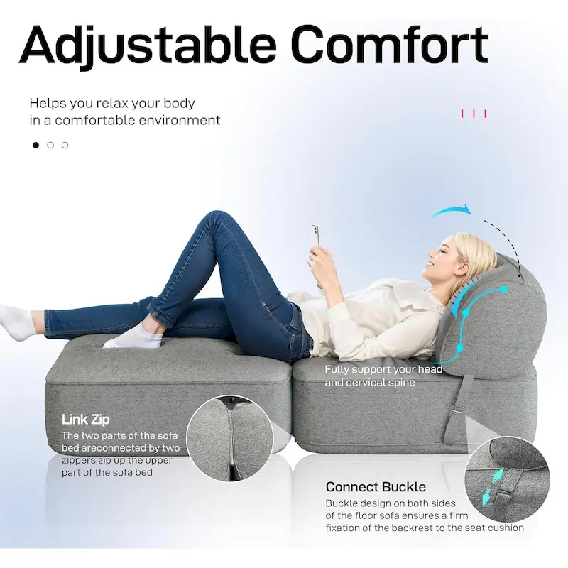 WOWMAX Convertible Folding Sofa Bed Folding Chair Bed with Back Bolster